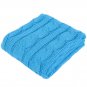 Battilo Eastin Dual Cable Knit Throw Blanket, Soft Cozy Snuggle TV Blanket, 50"x60" (Cyan)