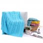 Battilo Eastin Dual Cable Knit Throw Blanket, Soft Cozy Snuggle TV Blanket, 50"x60" (Cyan)