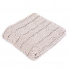 Battilo Eastin Dual Cable Knit Throw Blanket, Soft Cozy Snuggle TV Blanket, 50"x60" (Beige)