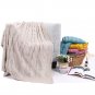 Battilo Eastin Dual Cable Knit Throw Blanket, Soft Cozy Snuggle TV Blanket, 50"x60" (Beige)