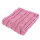 Battilo Eastin Dual Cable Knit Throw Blanket, Soft Cozy Snuggle TV Blanket, 50"x60" (Pink)