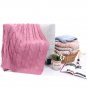 Battilo Eastin Dual Cable Knit Throw Blanket, Soft Cozy Snuggle TV Blanket, 50"x60" (Pink)