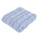 Battilo Eastin Dual Cable Knit Throw Blanket, Soft Cozy Snuggle TV Blanket, 50"x60" (Light Blue)