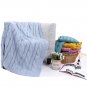 Battilo Eastin Dual Cable Knit Throw Blanket, Soft Cozy Snuggle TV Blanket, 50"x60" (Light Blue)