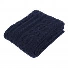 Battilo Shibles Knitted Chenille Throw Blanket for Sofa and Couch - Navy, 50"x60"