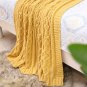 Battilo Shibles Knitted Chenille Throw Blanket for Sofa and Couch - Mustard, 50"x60"