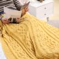 Battilo Shibles Knitted Chenille Throw Blanket for Sofa and Couch - Mustard, 50"x60"