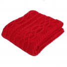 Battilo Shibles Knitted Chenille Throw Blanket for Sofa and Couch - Red, 50"x60"