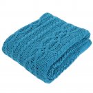 Battilo Shibles Knitted Chenille Throw Blanket for Sofa and Couch - Blue, 50"x60"