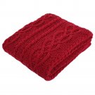 Battilo Shibles Knitted Chenille Throw Blanket for Sofa and Couch - Dark Red, 50"x60"