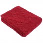Battilo (Red)Diamond Cable Knit Chenille Home Decor Throw Blanket for All Seasons 50" x 60"