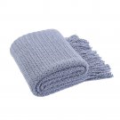 Battilo (Bluish Grey)Wheat Knit Tassel Throw Blanket For Couch Sofa Bed Home Décor 51" x 59"