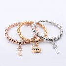3Pcs Women Girl Charm Love Lock Pendant Bracelet Multilayer Bracelet