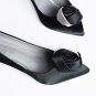 Catherine H - Claret Ankle Strap Pumps Black Embellished Sheep Leather Bridal High Heels