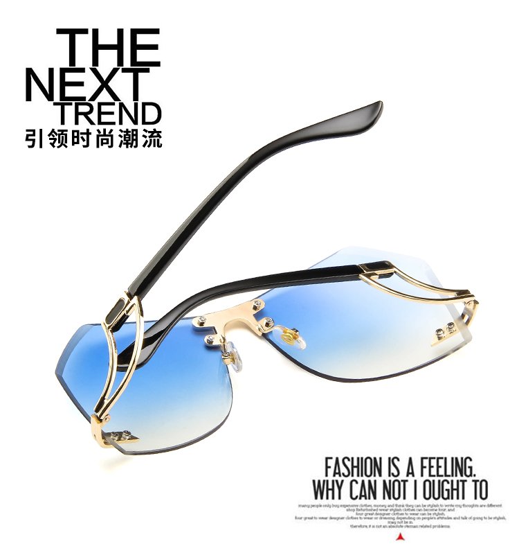 Stylish personality sunglasses Ocean Tablet Sunglasses Metal Big Frame Sunglasses