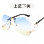 Stylish personality sunglasses Ocean Tablet Sunglasses Metal Big Frame Sunglasses