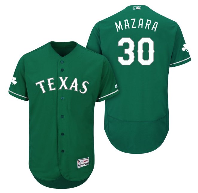 Men's Nomar Mazara #30 Texas Rangers Green St. Patrick's Day Jersey