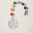 Rainbow Chakra Gemstone Pentagram Ceiling Fan Light Chain Pull Home Decor Accent