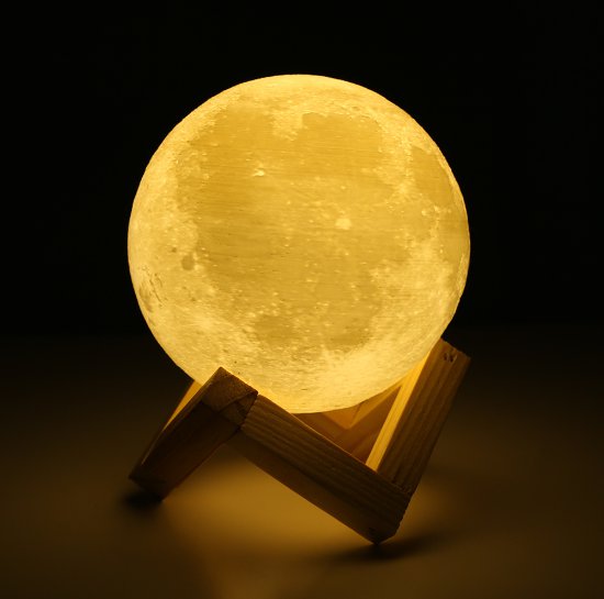 13CM Magnetism stent 3D Lights Print Moon Lamp 2 Color Change Touch Switch Led Night Lighting