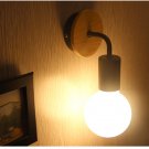 Wood Metal wall Lamp Industrial Indoor Lighting Bedside Lamp LED cafe shop decor(NO Blub)