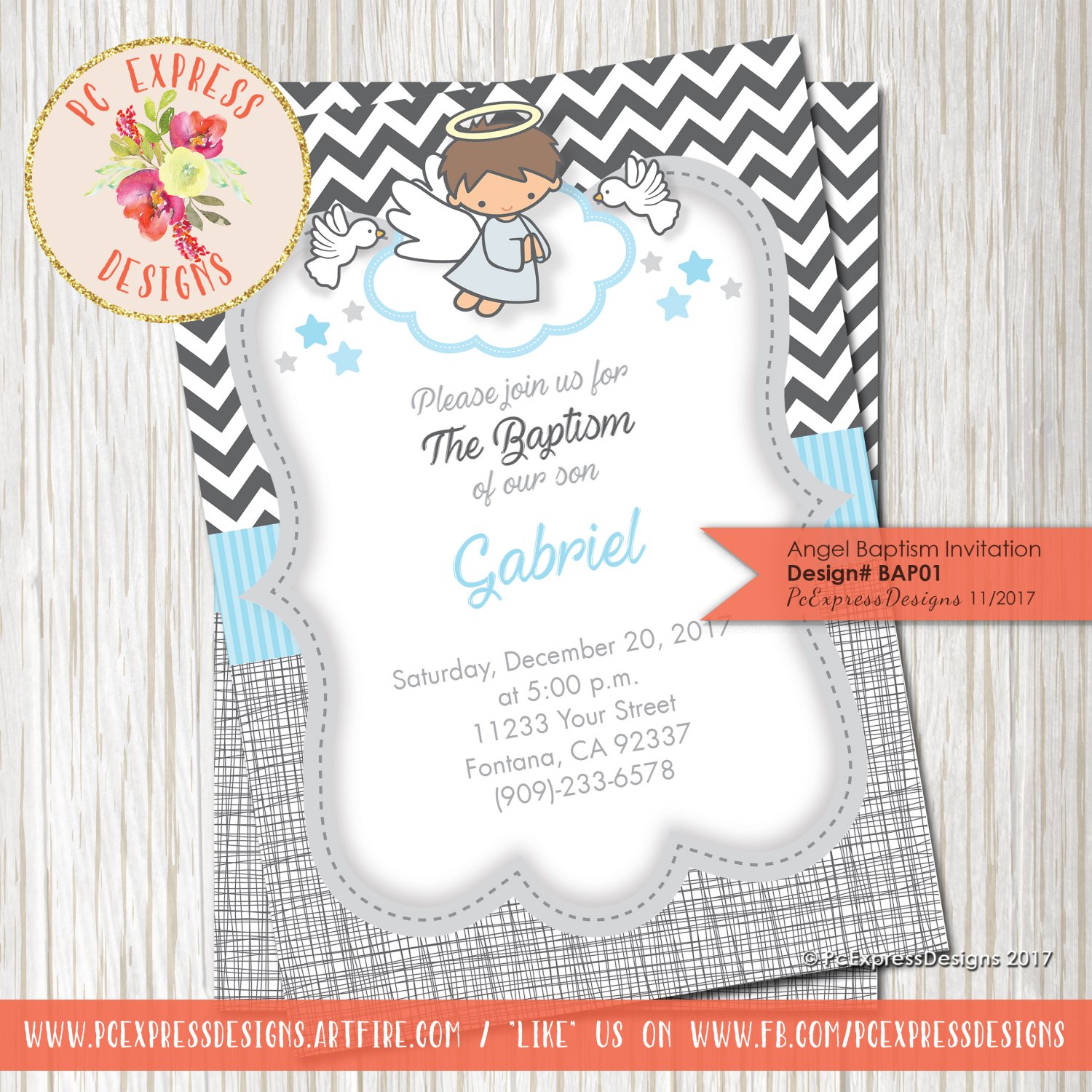 Angel Baptism Invitation - BAP01