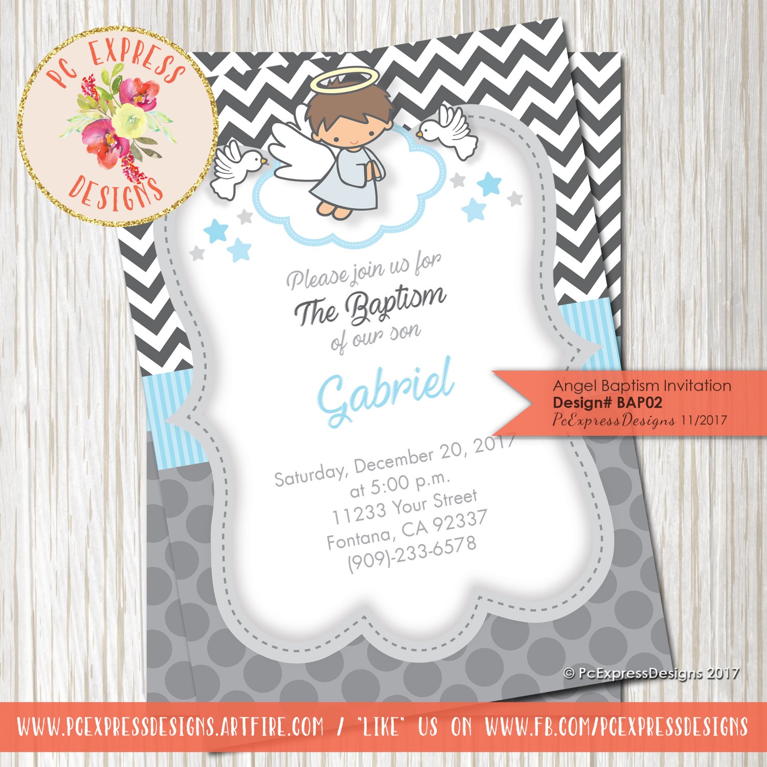 Angel Baptism Invitation - BAP02