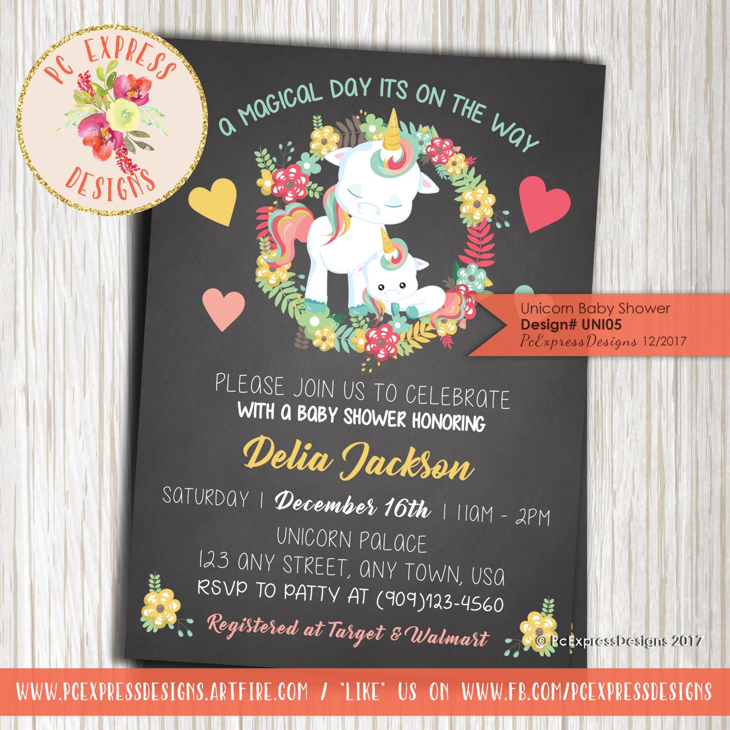 Unicorn Baby Shower Invitation - UNI05