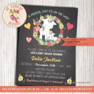 Unicorn Baby Shower Invitation - UNI05