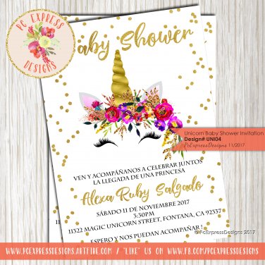 Unicorn Baby Shower Invitation - UNI04