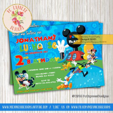 Mickey Mouse Pool Party Invitation - INV01