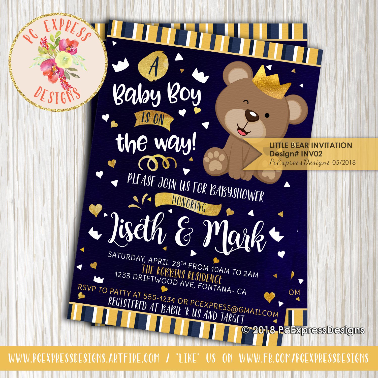 Little Bear Baby Shower Invitation - INV02