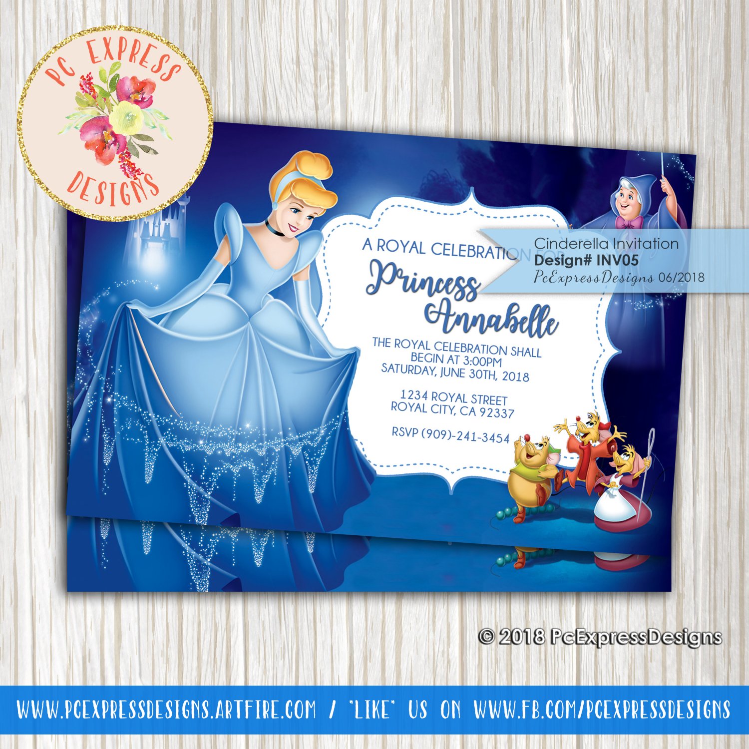 Cinderella Birthday Invitation - INV05