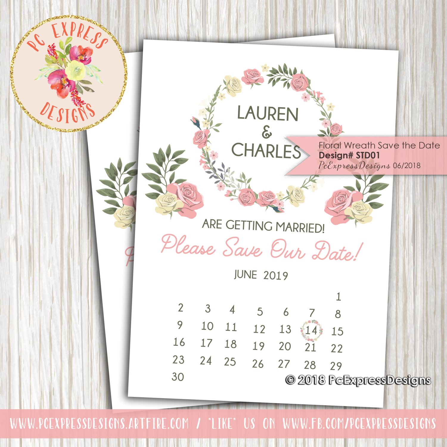 Floral Wreath Save the Date - STD01