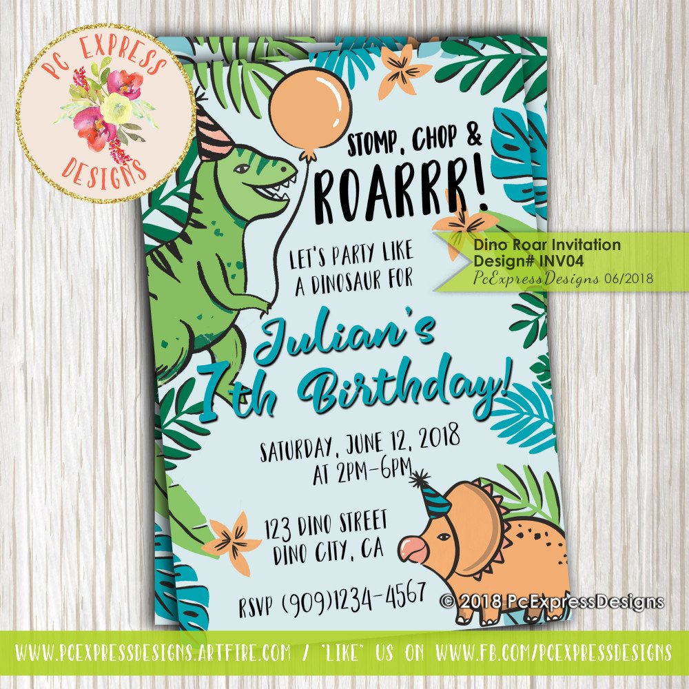 Dinosaur Birthday Party Invitation - INV04