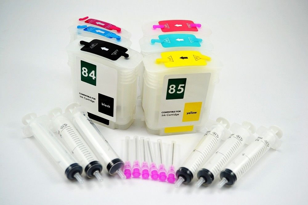 HP 84 85 Refillable Ink Cartridge Set for DesignJet 30 30n 90 90gp 90n 130 130g