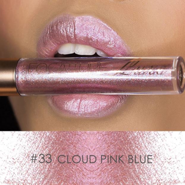 Focallure Metallic Lip Gloss Liquid Lipstick 33 Cloud Pink Blue