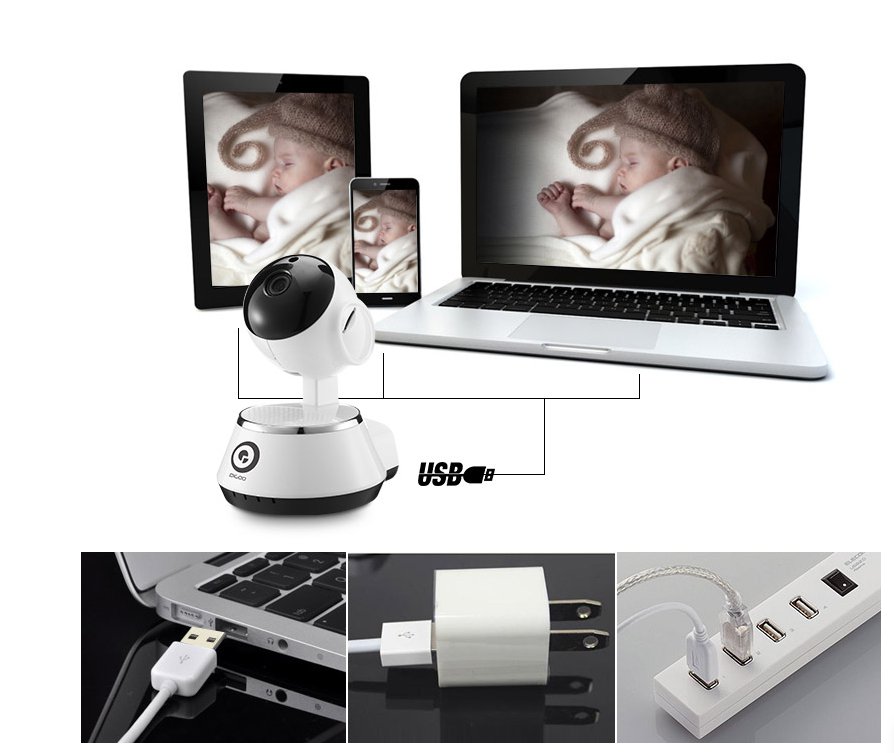 Digoo BB-M1 Wireless WiFi USB Baby Monitor Alarm Home Security IP Camera HD 720P (1083520)
