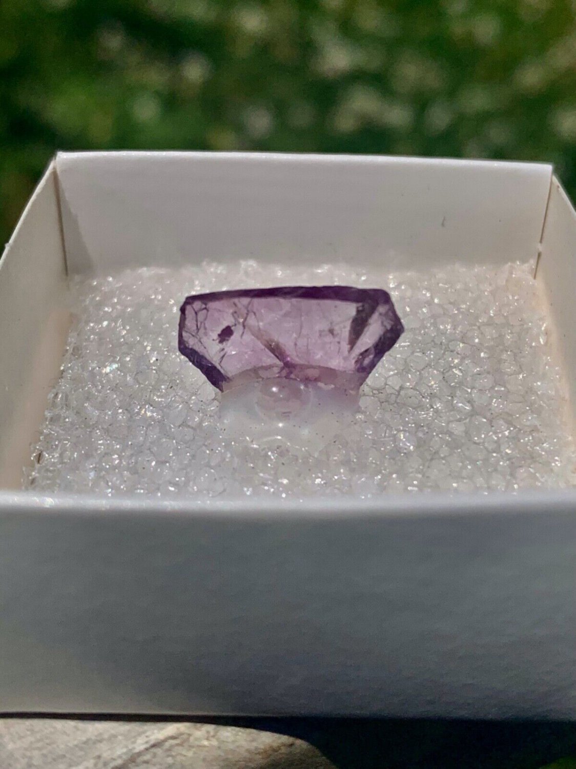Clear Purple Fluorite Crystal Slice Specimen Illinois USA Mounted Boxed Labeled