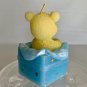 Vintage Yellow Teddy Bear Shaped Wax Candle Happy Baby Bear Detailed Collectible