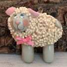 Darling VTG 70s Salt Dough Ornament Girl Sheep W Blue Eyes Pink Cheeks Ears 2.25 Darling VTG 70s Salt Dough Ornament Girl Sheep W Blue Eyes Pink Cheeks Ears 2.25