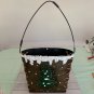 Vintage Rustic Christmas Metal Wall Hanging Basket XMAS Tree Snow Leather Decor