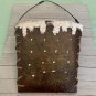 Vintage Rustic Christmas Metal Wall Hanging Basket XMAS Tree Snow Leather Decor