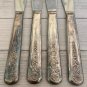 4 Meriden DELIGHT Silverplate Knives Dinner Knife Floral Vintage 50s HTF Set 8.5