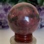 2" Red Rhodonite Polished Sphere Crystal Ball DEEP PINK Orb w Stand 278g AAA+++