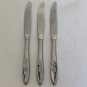 MY ROSE 3 Hollow Handle Dinner Knives Oneida Community Stainless Flatware 8.5"