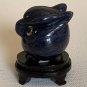 Blue Sodalite Owl Figurine Vintage Finely Carved Bird Head W Stand 1.4" READ**