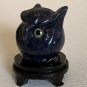 Blue Sodalite Owl Figurine Vintage Finely Carved Bird Head W Stand 1.4" READ**