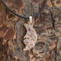 Fossil Stone Crescent Man in Moon Face Pendant Necklace Polished Half Moon 20"