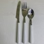 VTG Chef's Pic 12 Pcs Flatware Set White Handles Knifes Forks Spoons ABS Plastic