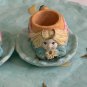 Miniature Tea Set Angels Tea Cups Plates Moon Stars Resin VTG 1995 Young's Inc